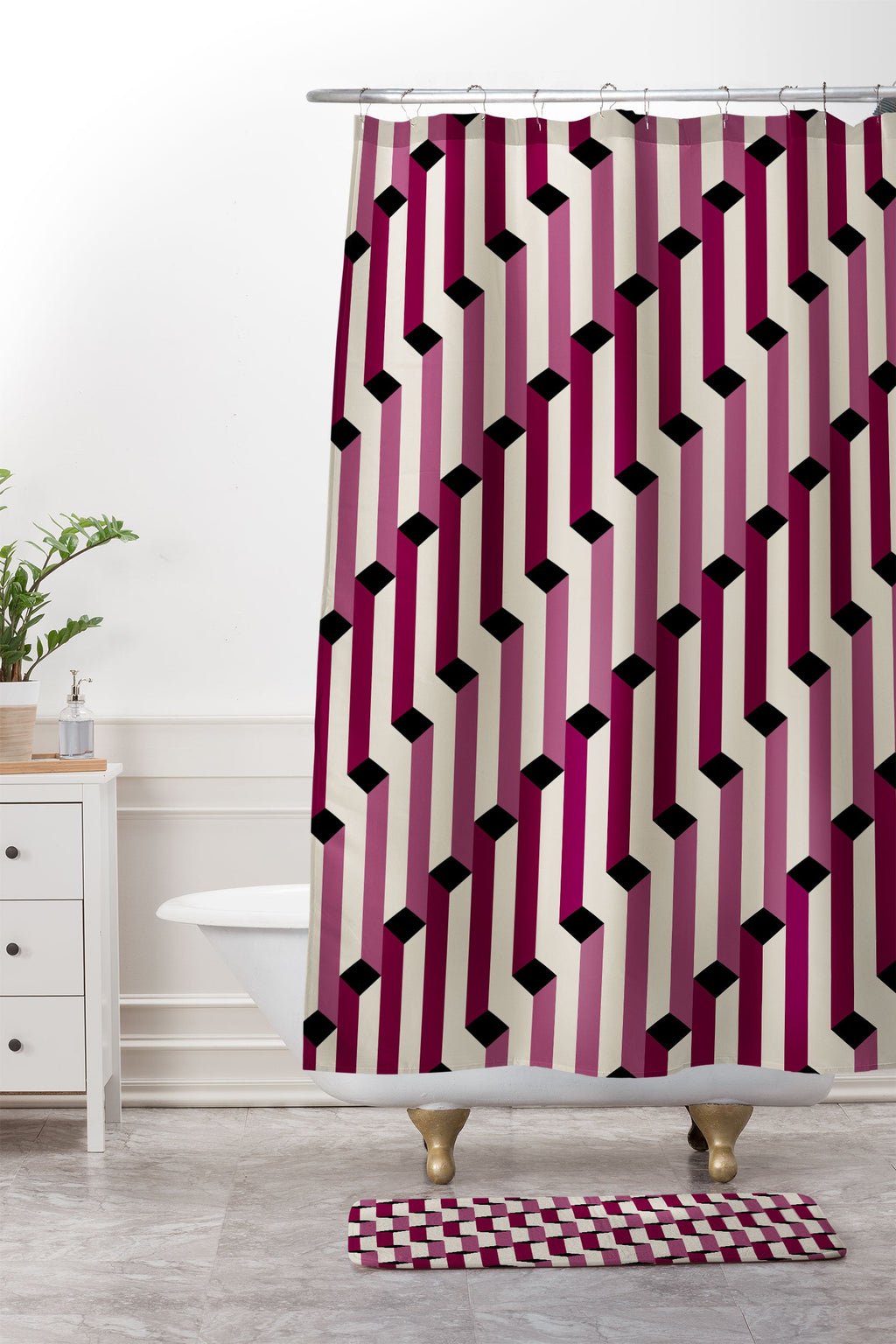 Colour Poems Columns Pattern I Memory Foam Bath Mat