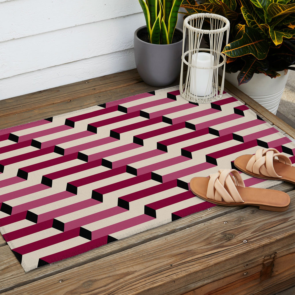 Colour Poems Columns Pattern I Outdoor Rug