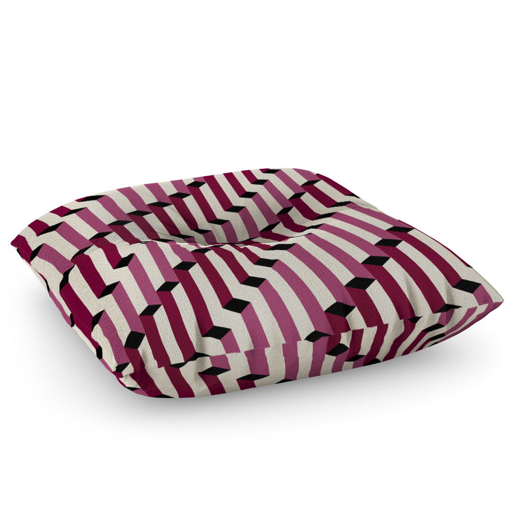 Colour Poems Columns Pattern I Floor Pillow Square
