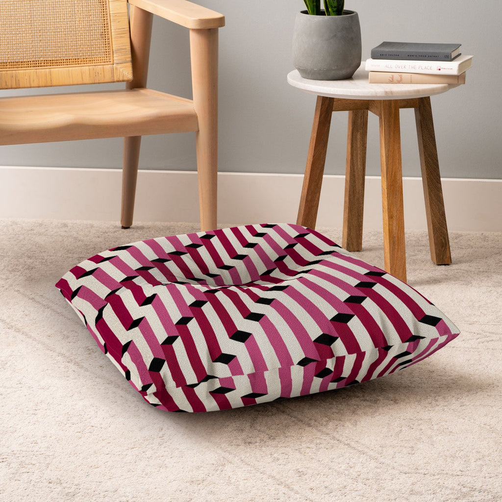 Colour Poems Columns Pattern I Floor Pillow Square