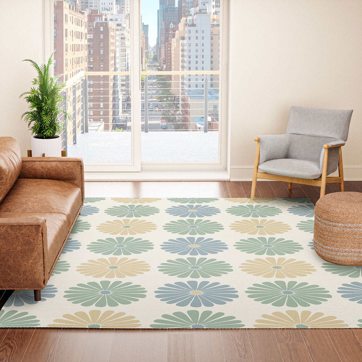 Colour Poems Daisy Pattern Multicolor I Area Rug