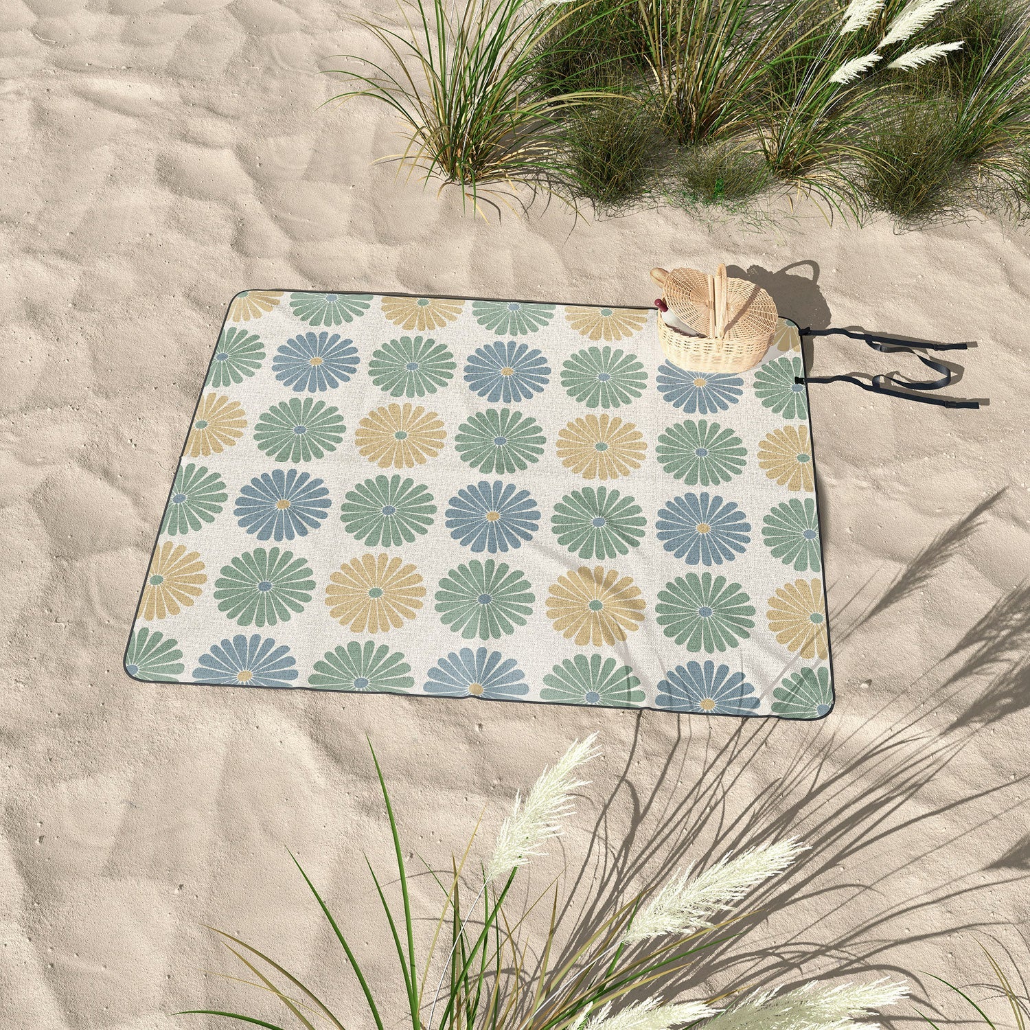 Colour Poems Daisy Pattern Multicolor I Picnic Blanket