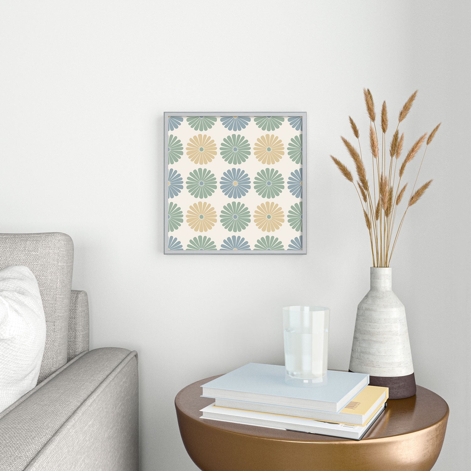 Colour Poems Daisy Pattern Multicolor I Square Metal Framed Art Print