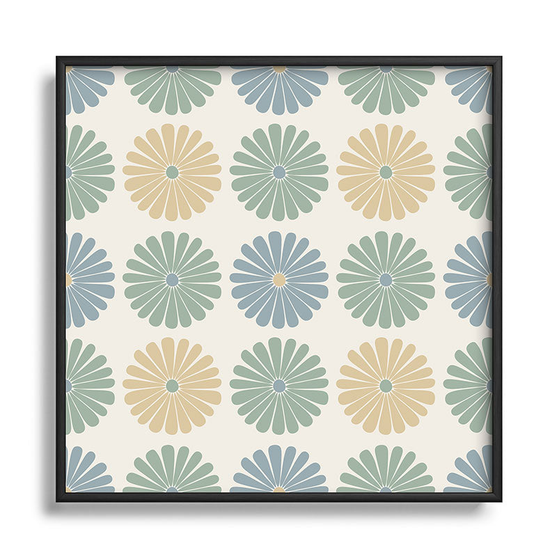 Colour Poems Daisy Pattern Multicolor I Square Metal Framed Art Print