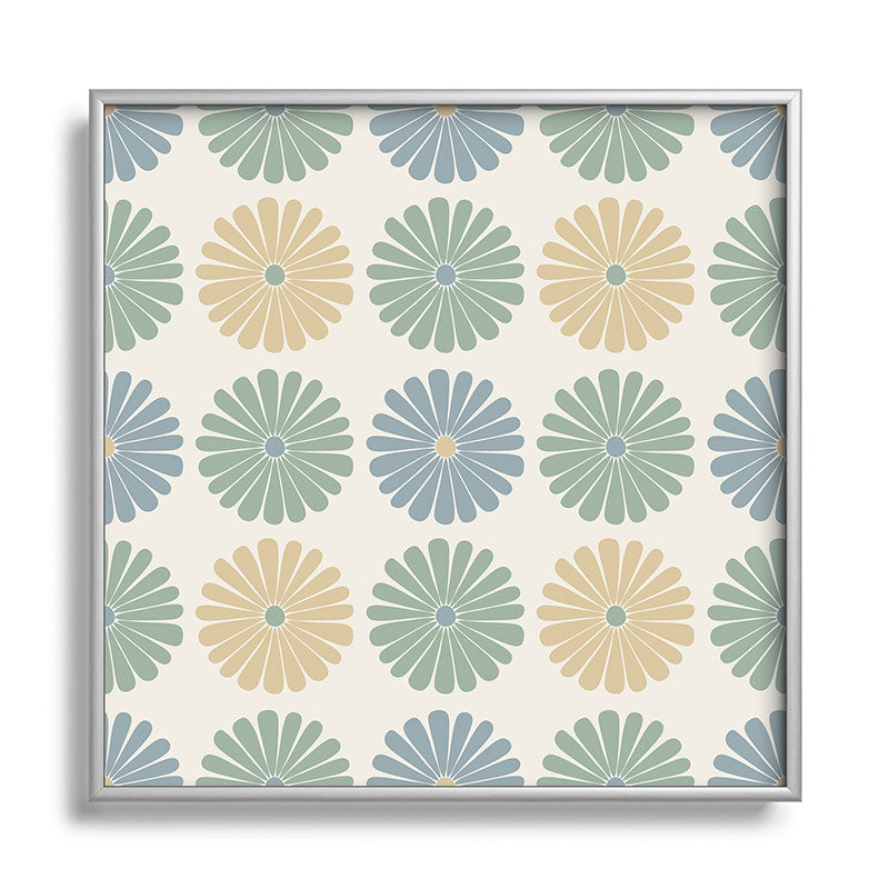 Colour Poems Daisy Pattern Multicolor I Square Metal Framed Art Print