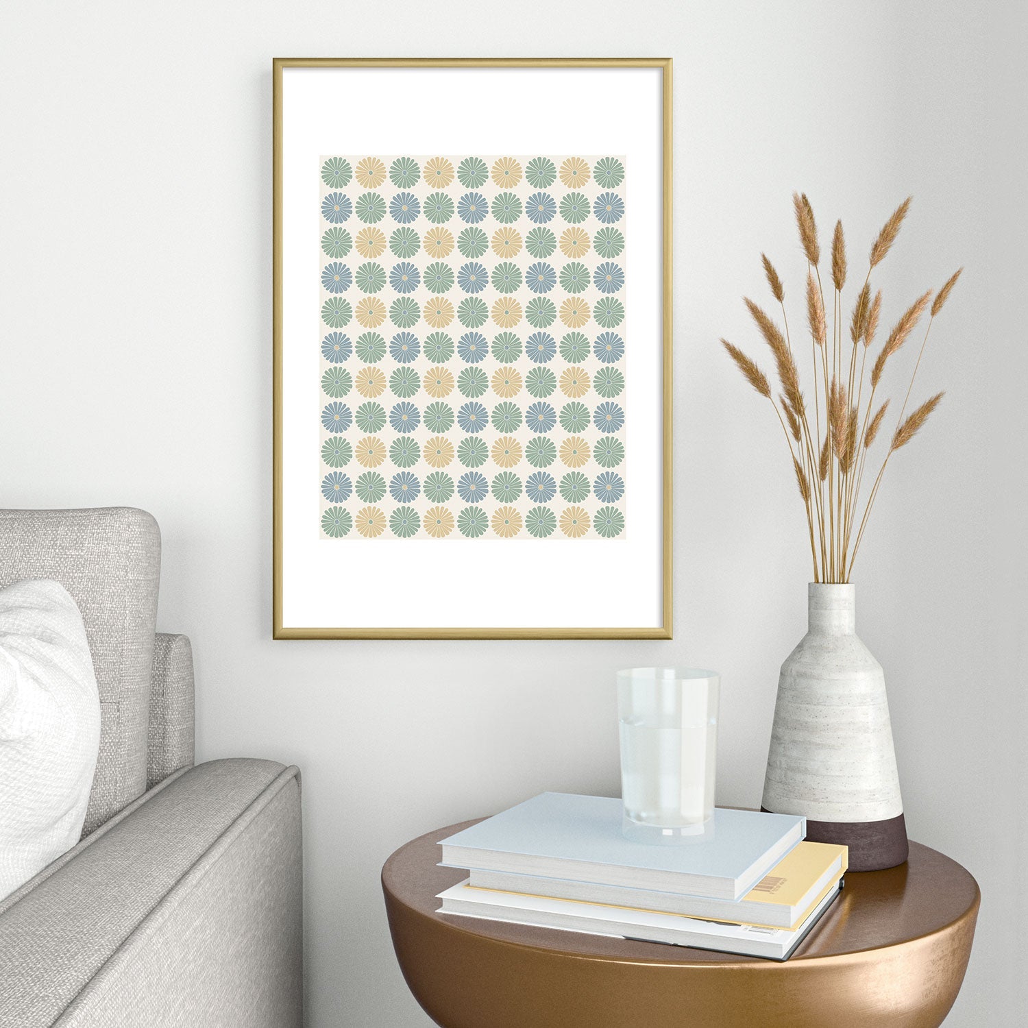 Colour Poems Daisy Pattern Multicolor I Metal Framed Art Print