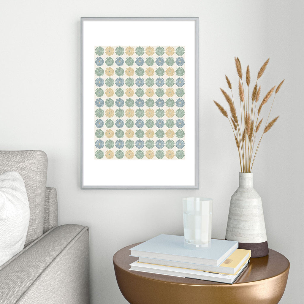 Colour Poems Daisy Pattern Multicolor I Metal Framed Art Print