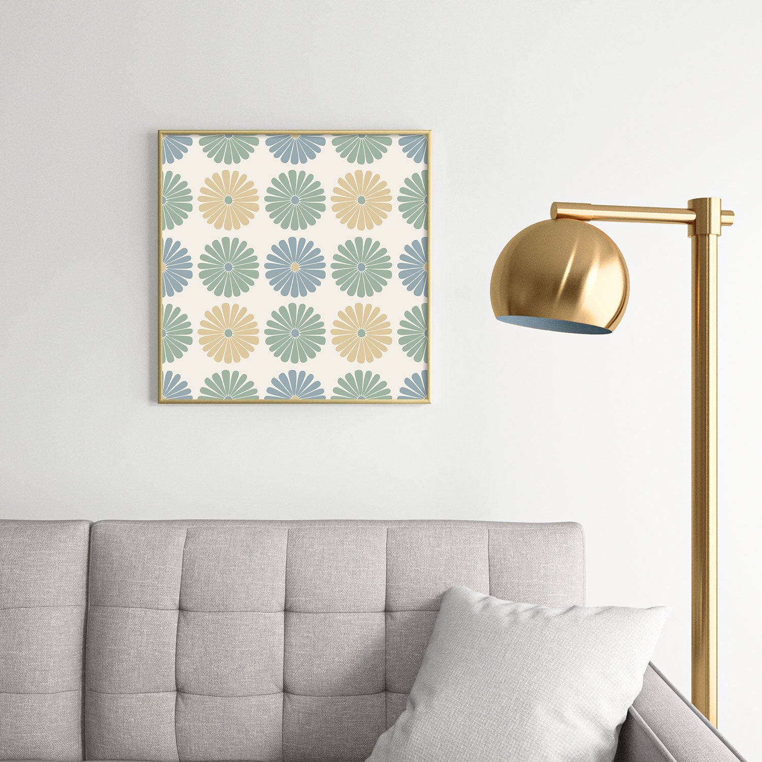 Colour Poems Daisy Pattern Multicolor I Square Metal Framed Art Print