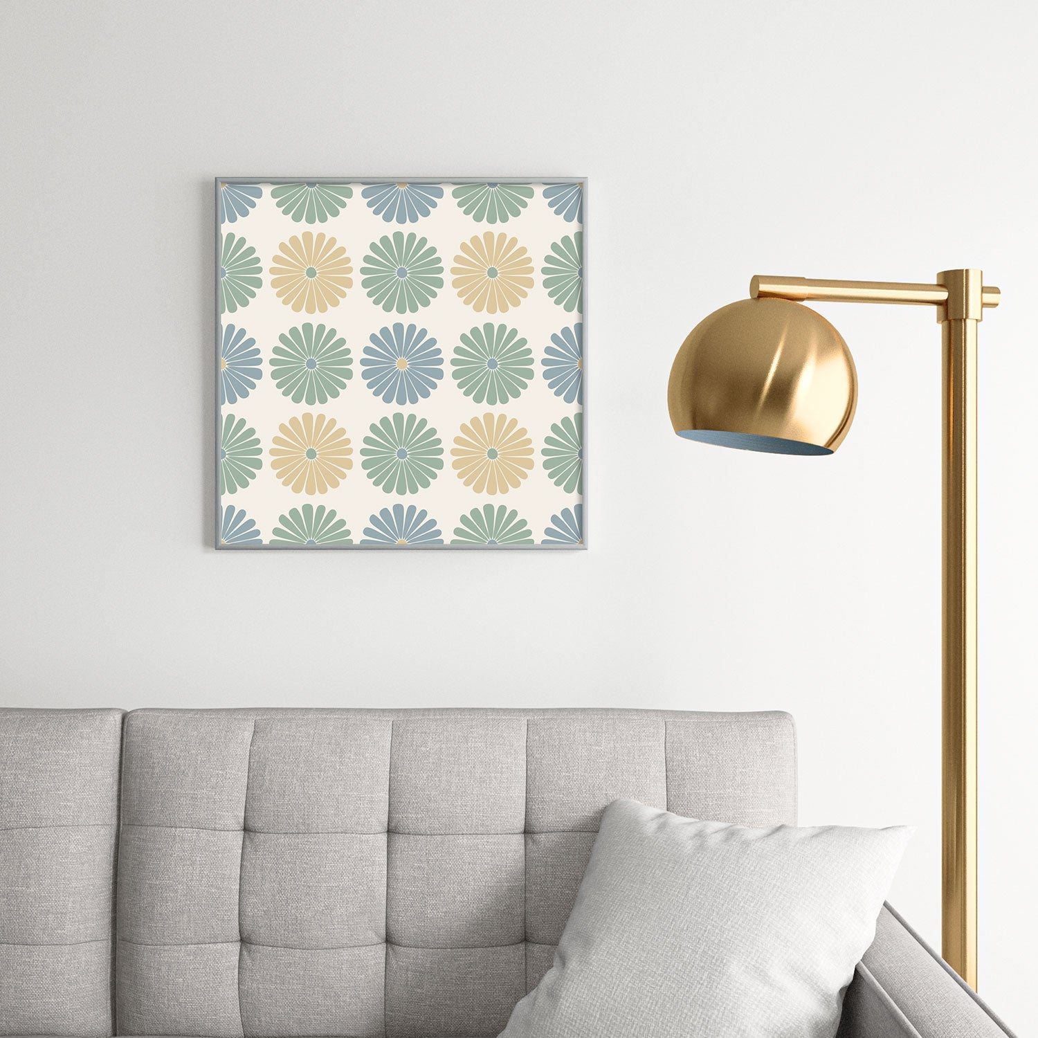 Colour Poems Daisy Pattern Multicolor I Square Metal Framed Art Print
