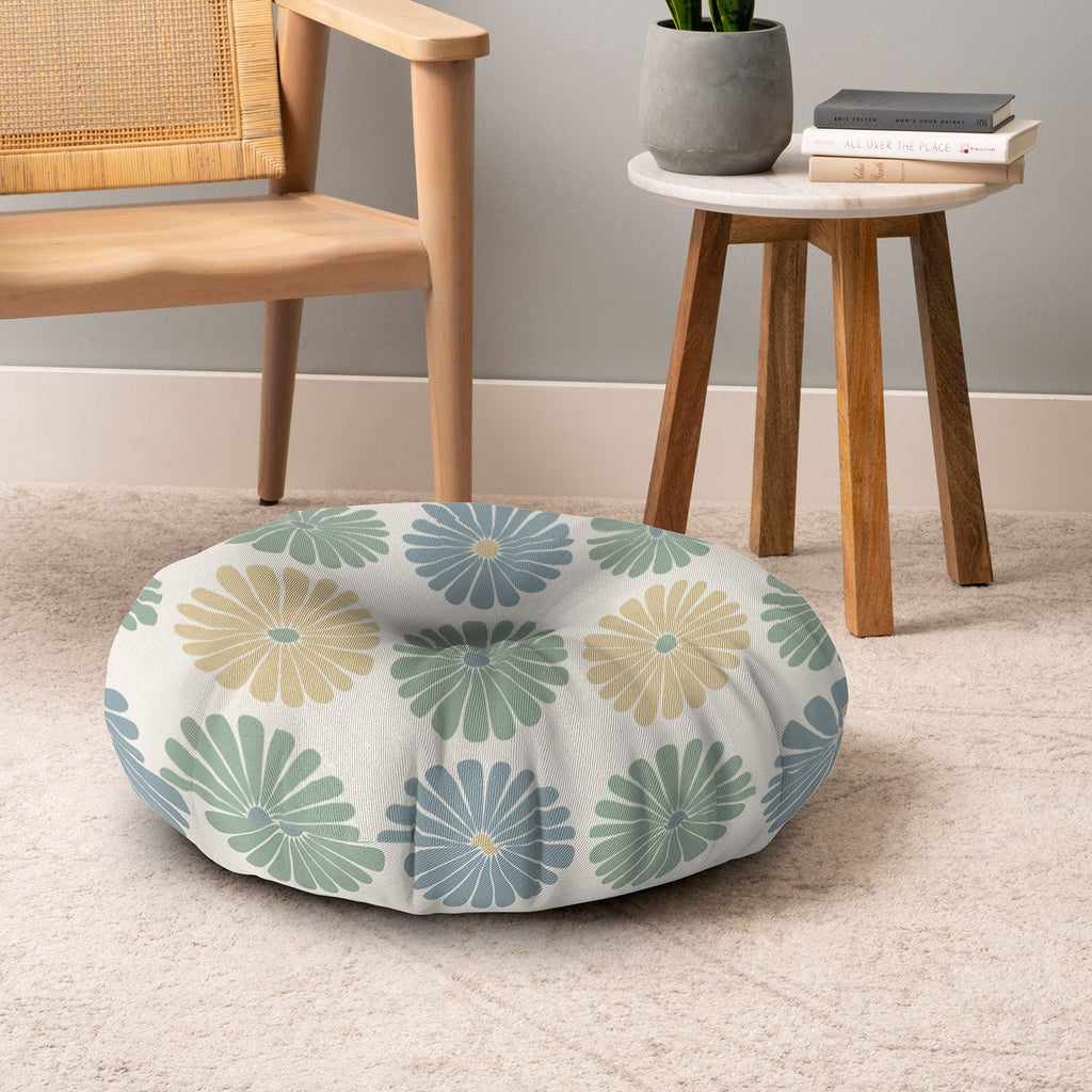 Colour Poems Daisy Pattern Multicolor I Floor Pillow Round