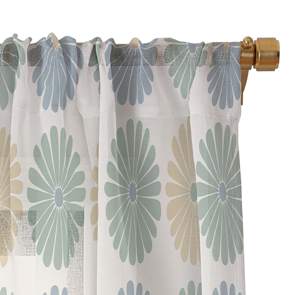 Colour Poems Daisy Pattern Multicolor I Sheer Window Curtain