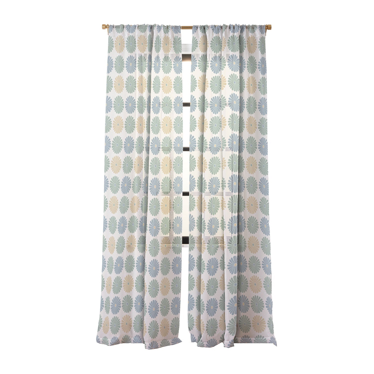 Colour Poems Daisy Pattern Multicolor I Sheer Window Curtain