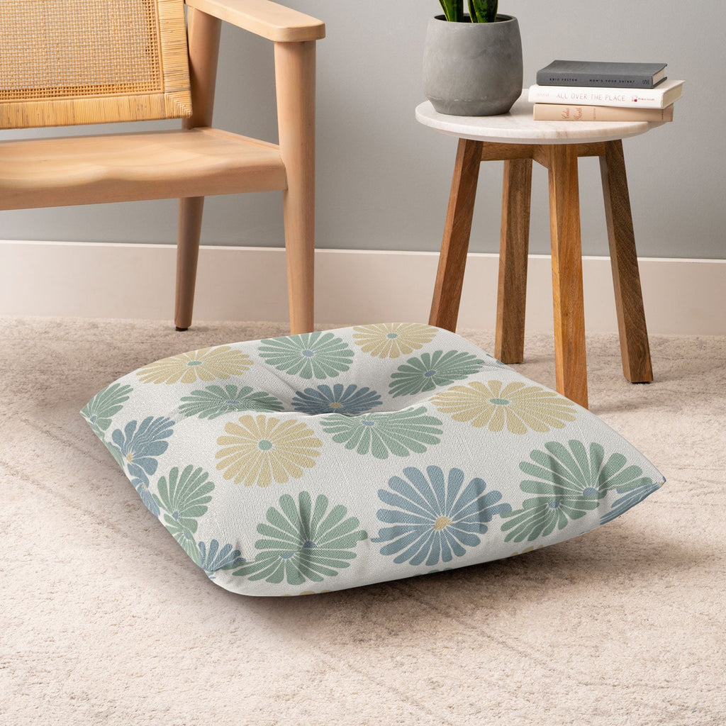 Colour Poems Daisy Pattern Multicolor I Floor Pillow Square