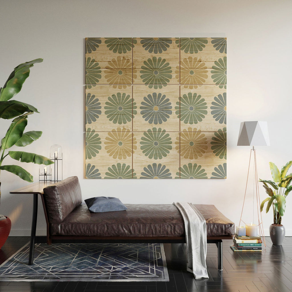 Colour Poems Daisy Pattern Multicolor I Wood Wall Mural