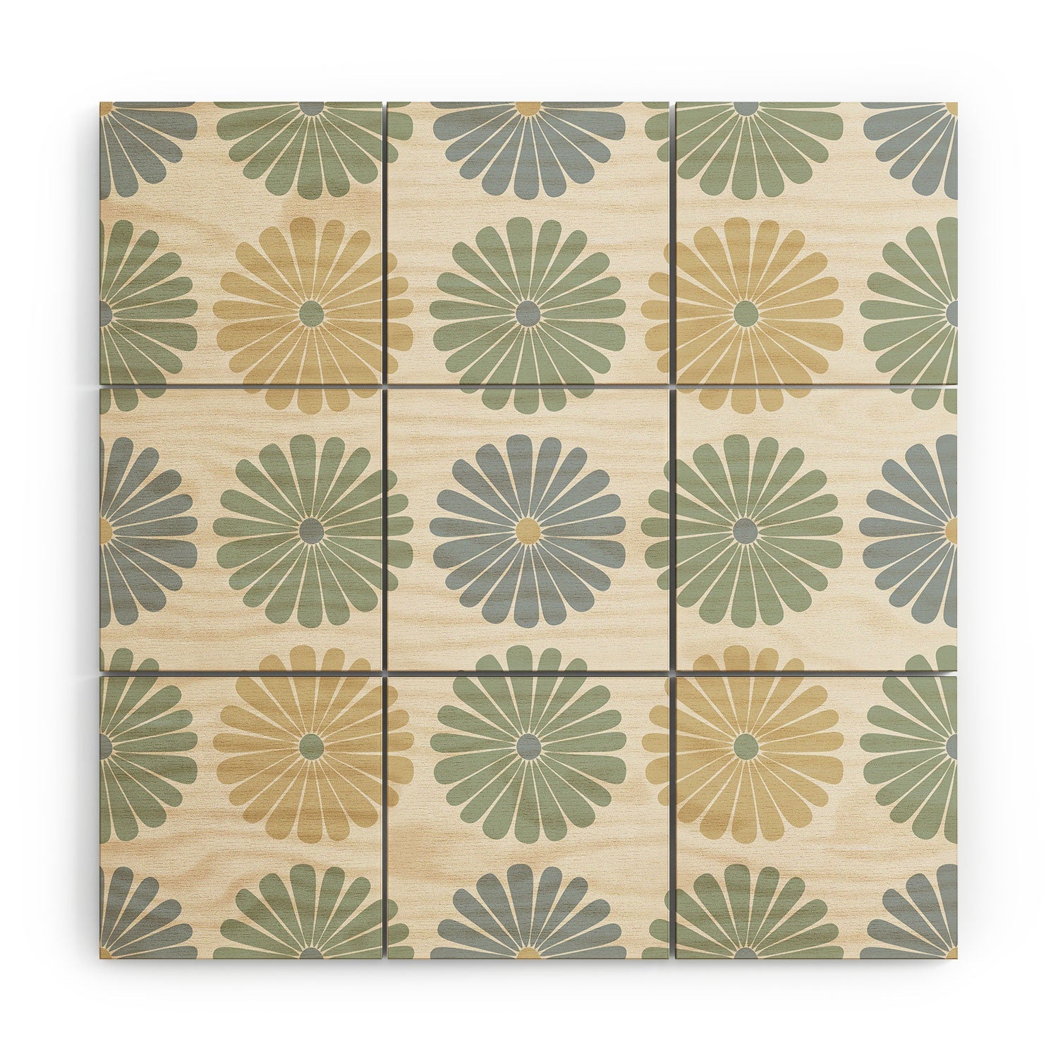 Colour Poems Daisy Pattern Multicolor I Wood Wall Mural