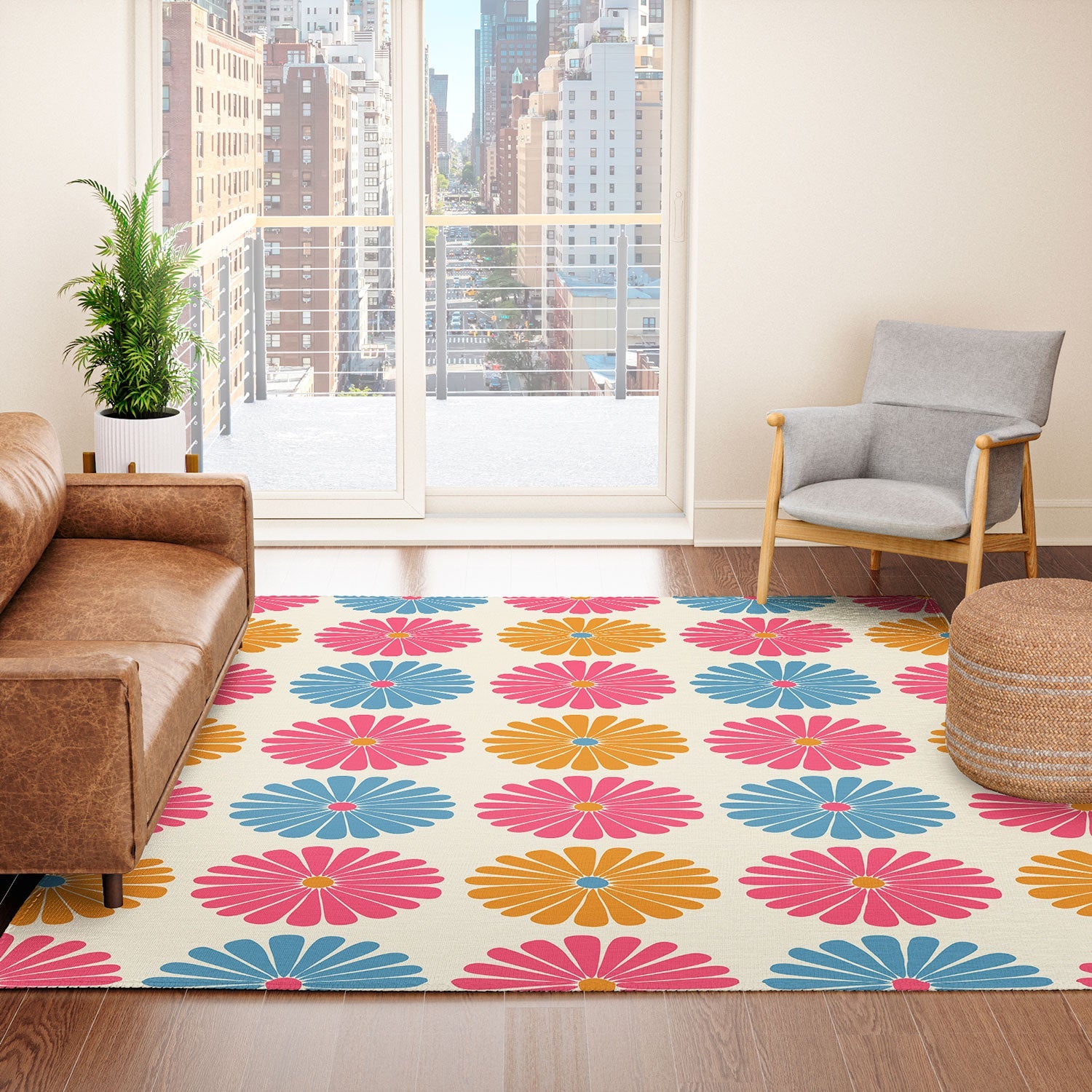 Colour Poems Daisy Pattern Multicolor II Area Rug