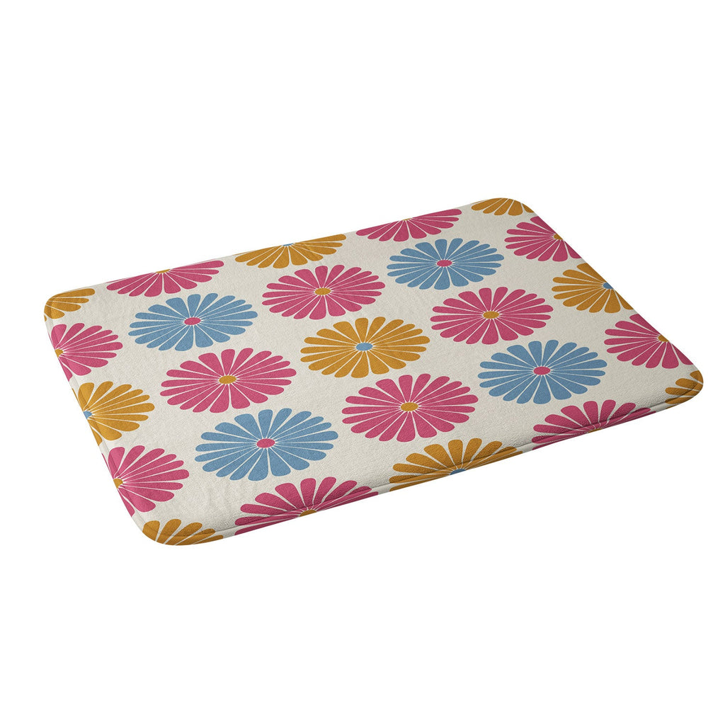 Colour Poems Daisy Pattern Multicolor II Memory Foam Bath Mat
