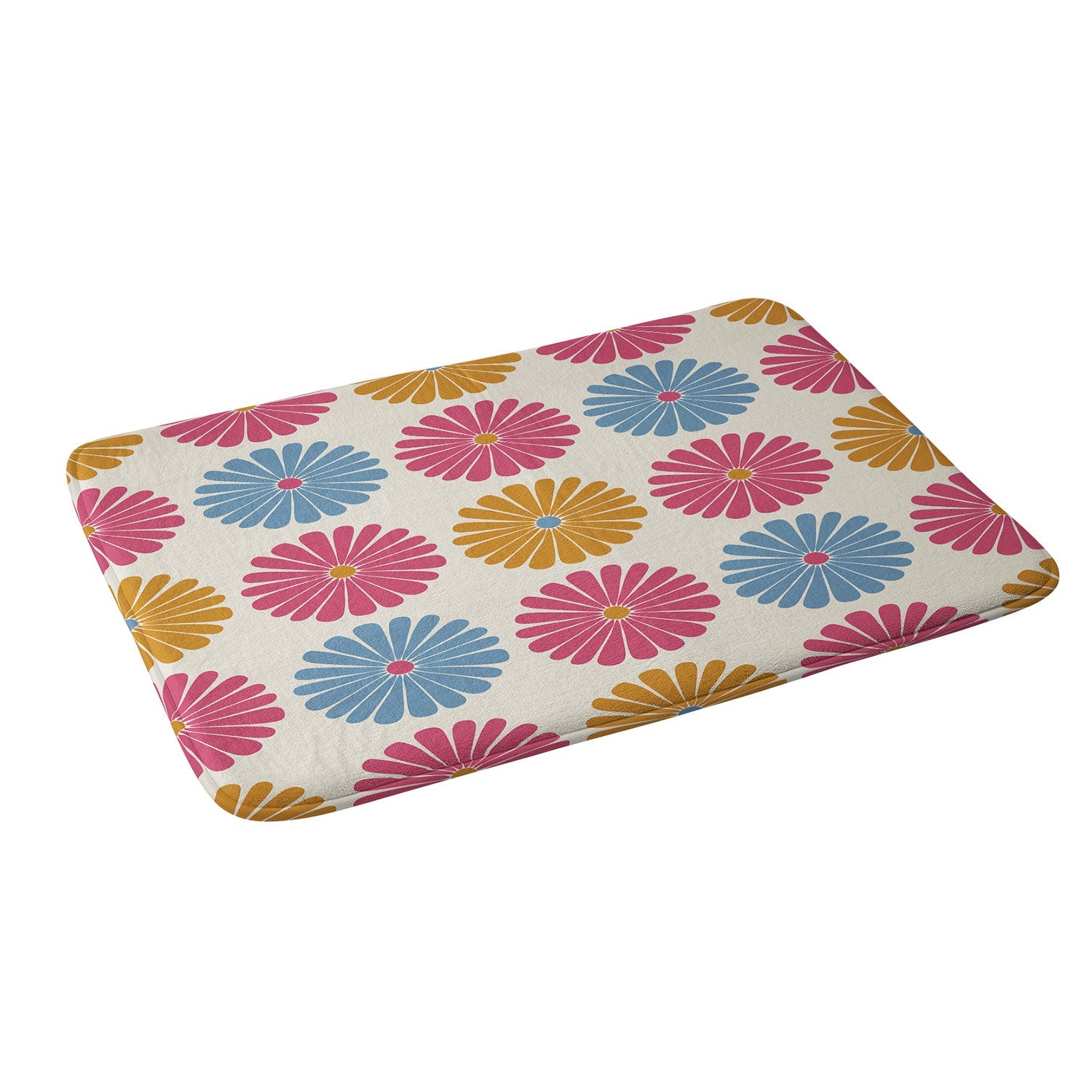 Colour Poems Daisy Pattern Multicolor II Memory Foam Bath Mat