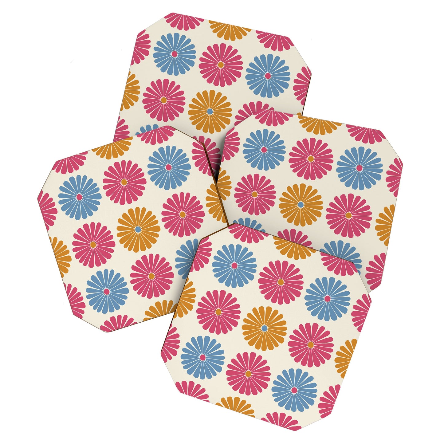 Colour Poems Daisy Pattern Multicolor II Coaster Set