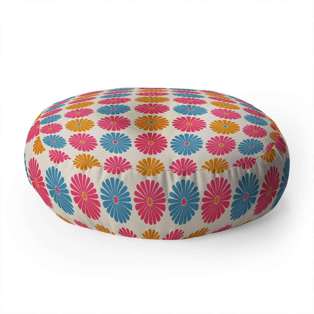 Colour Poems Daisy Pattern Multicolor II Floor Pillow Round