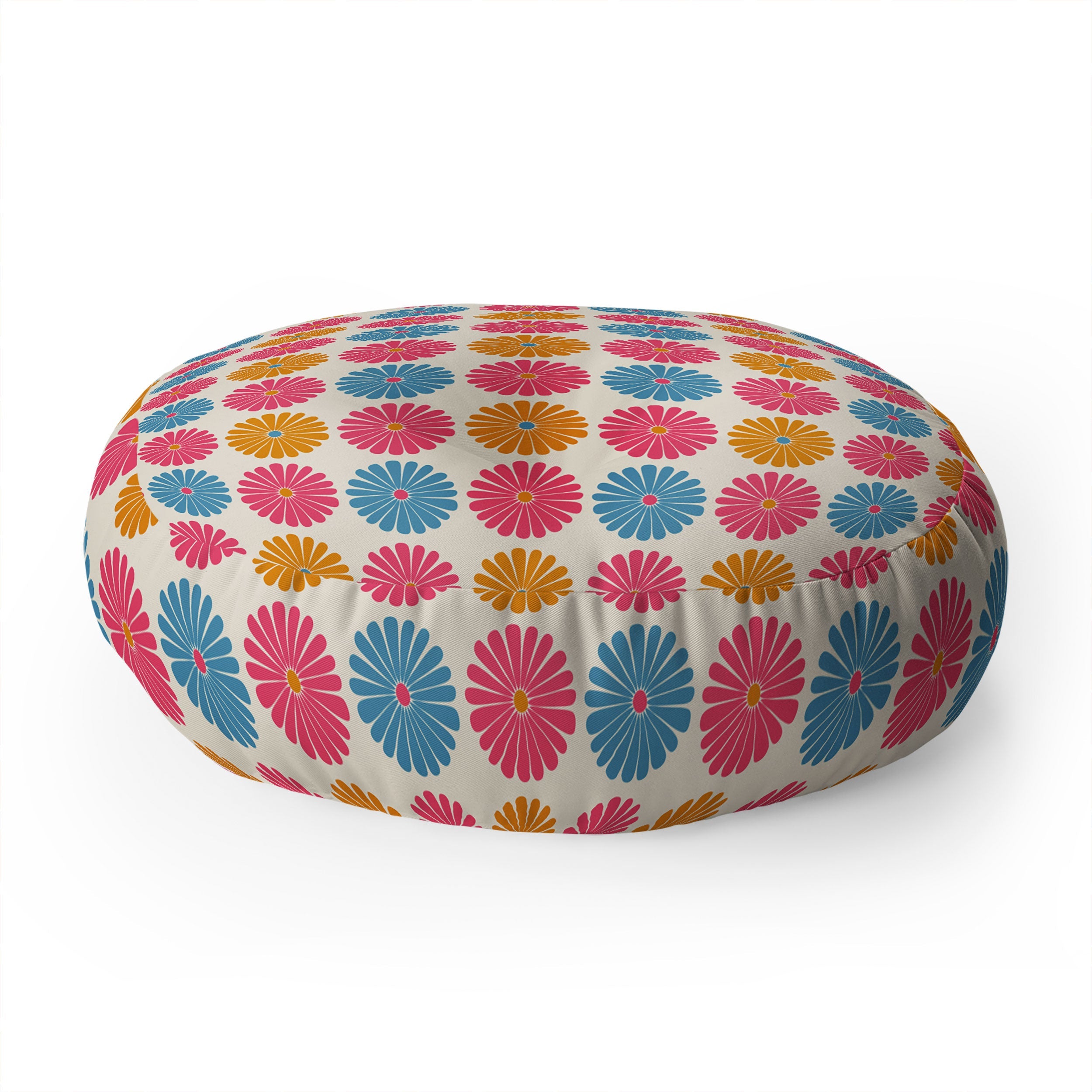 Colour Poems Daisy Pattern Multicolor II Floor Pillow Round