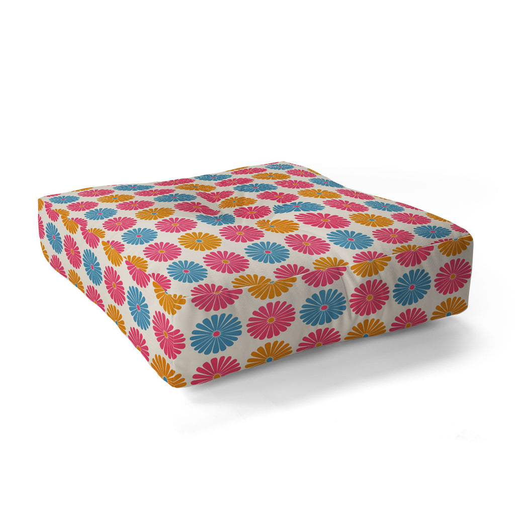 Colour Poems Daisy Pattern Multicolor II Floor Pillow Square