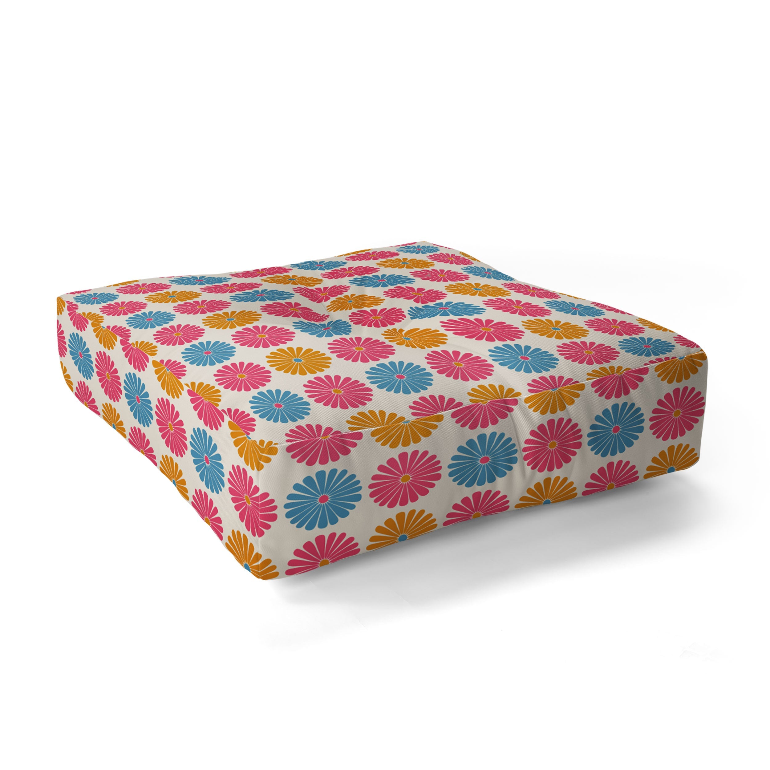 Colour Poems Daisy Pattern Multicolor II Floor Pillow Square