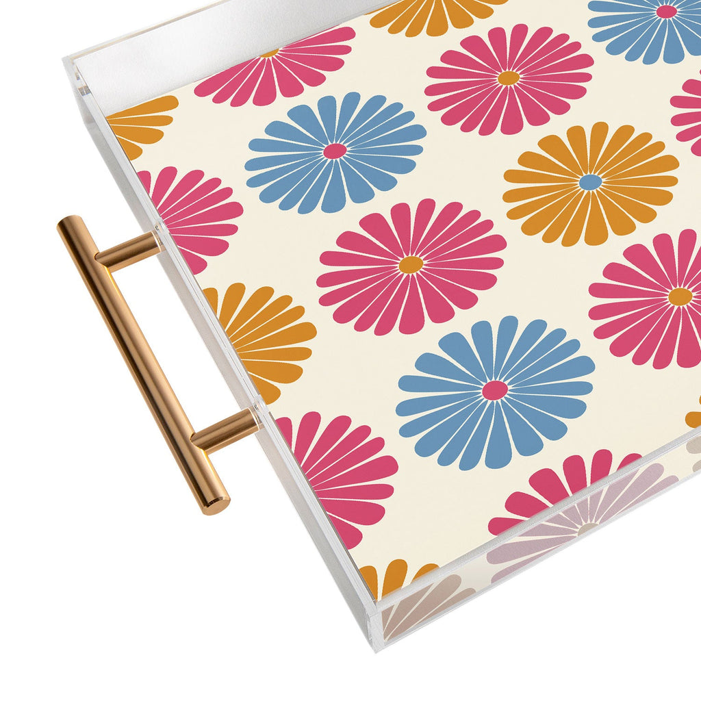 Colour Poems Daisy Pattern Multicolor II Acrylic Tray