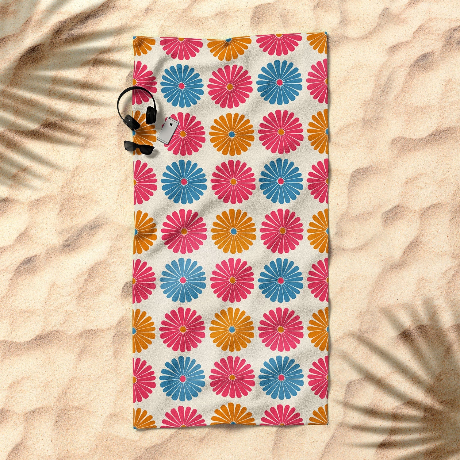 Colour Poems Daisy Pattern Multicolor II Beach Towel