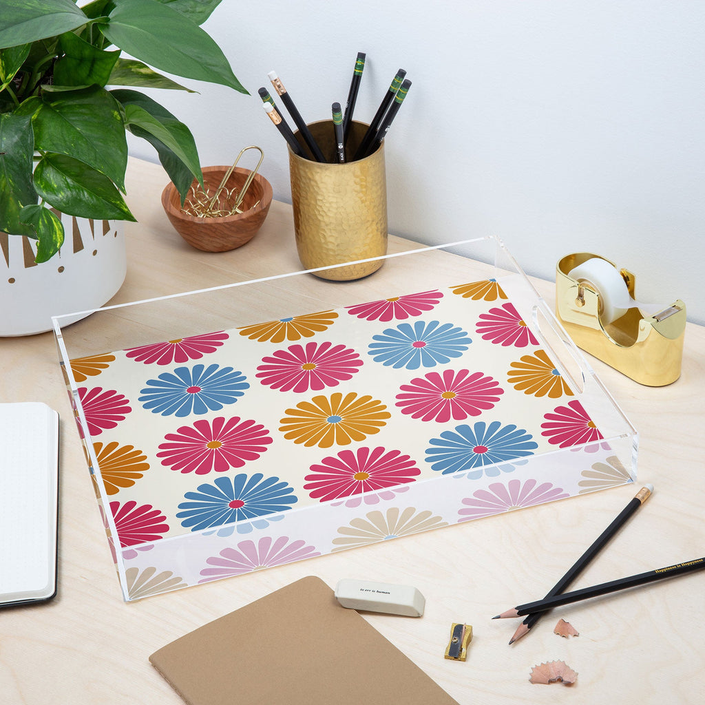 Colour Poems Daisy Pattern Multicolor II Acrylic Tray
