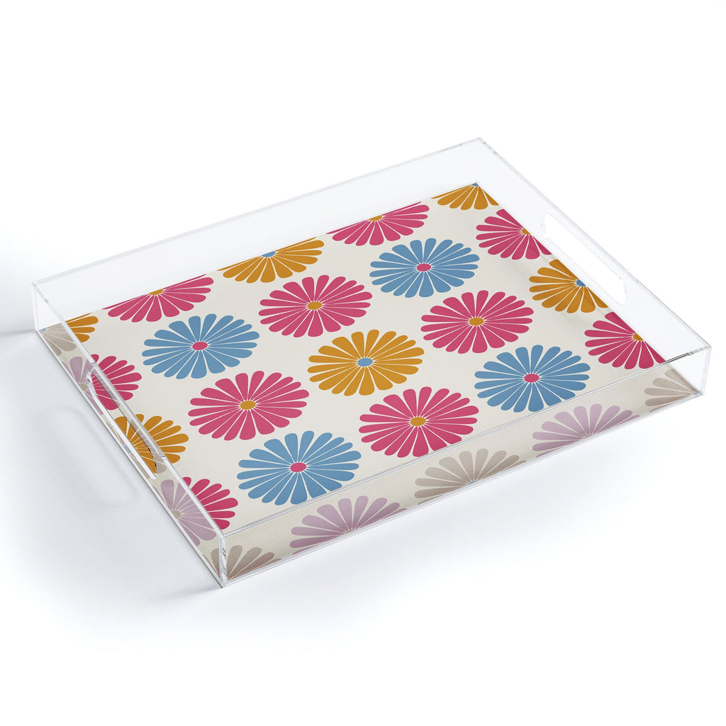 Colour Poems Daisy Pattern Multicolor II Acrylic Tray