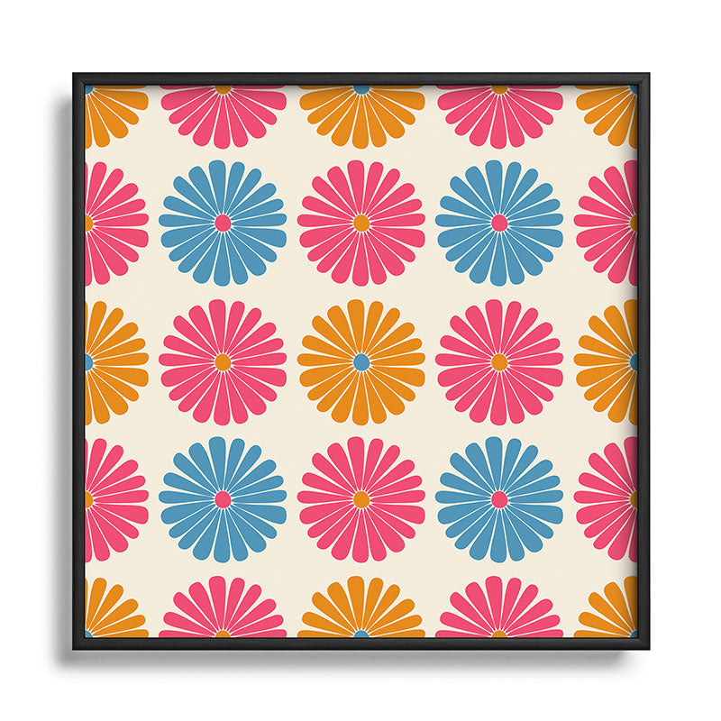 Colour Poems Daisy Pattern Multicolor II Square Metal Framed Art Print