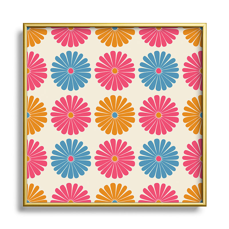 Colour Poems Daisy Pattern Multicolor II Square Metal Framed Art Print