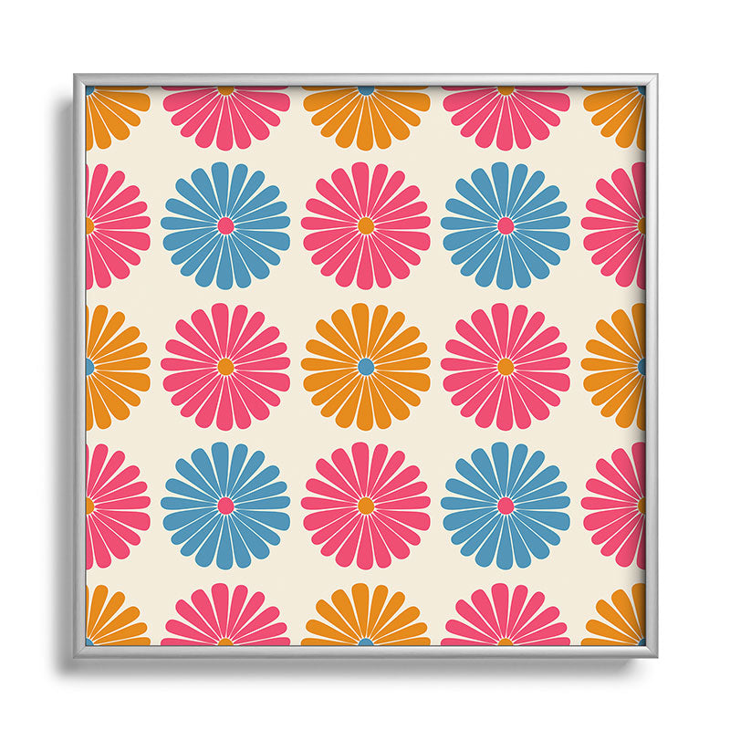 Colour Poems Daisy Pattern Multicolor II Square Metal Framed Art Print