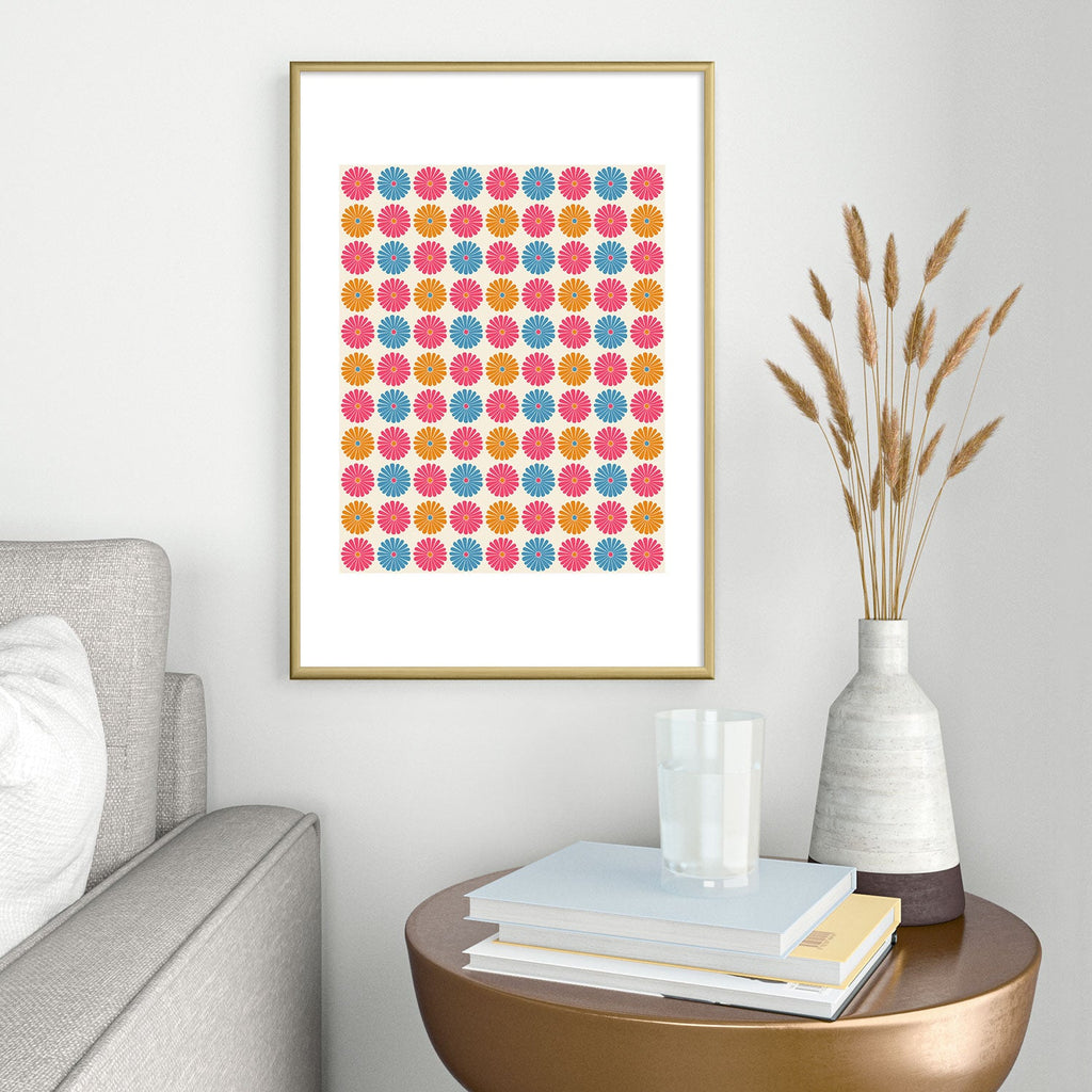 Colour Poems Daisy Pattern Multicolor II Metal Framed Art Print