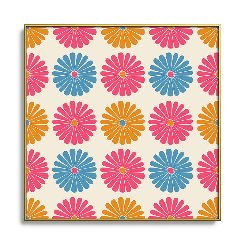 Colour Poems Daisy Pattern Multicolor II Square Metal Framed Art Print