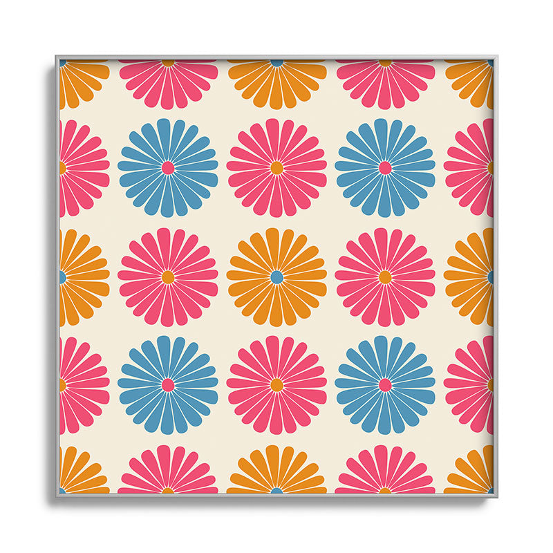 Colour Poems Daisy Pattern Multicolor II Square Metal Framed Art Print