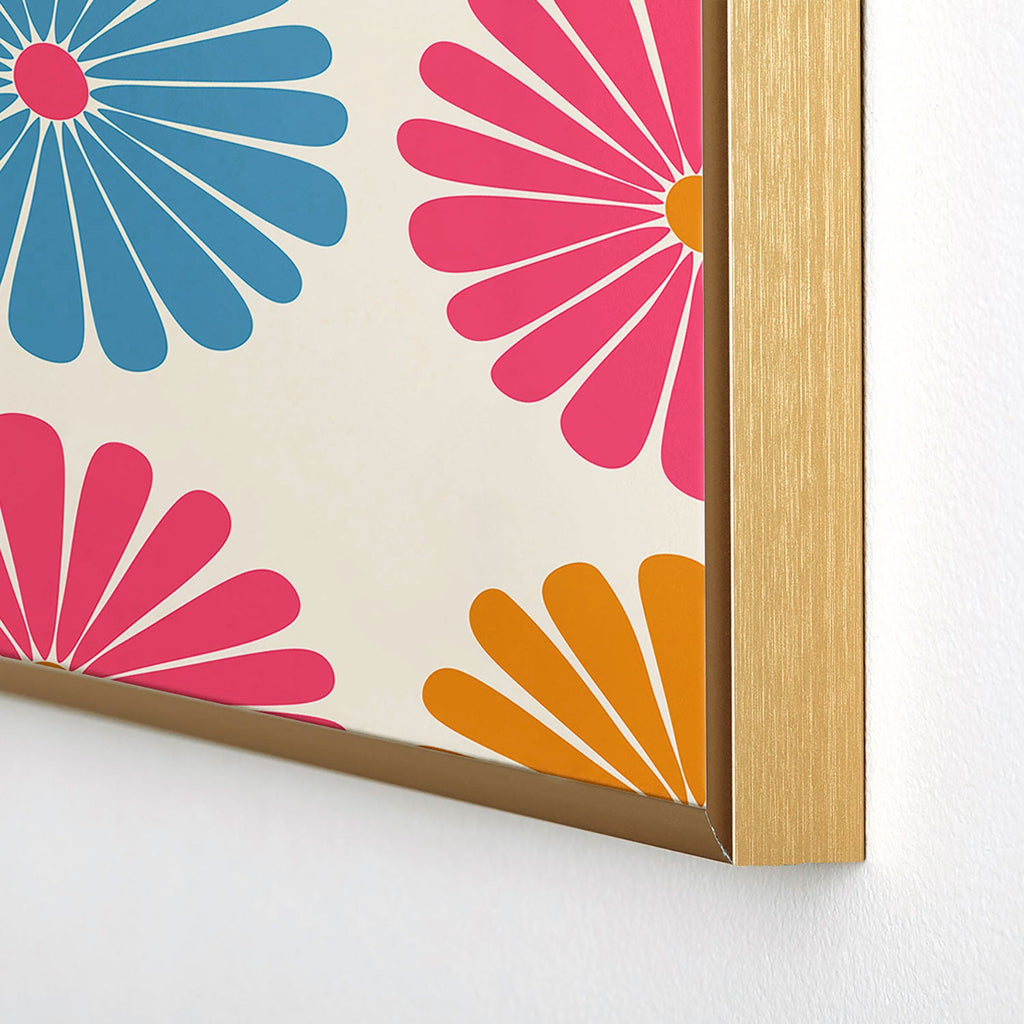 Colour Poems Daisy Pattern Multicolor II Square Metal Framed Art Print