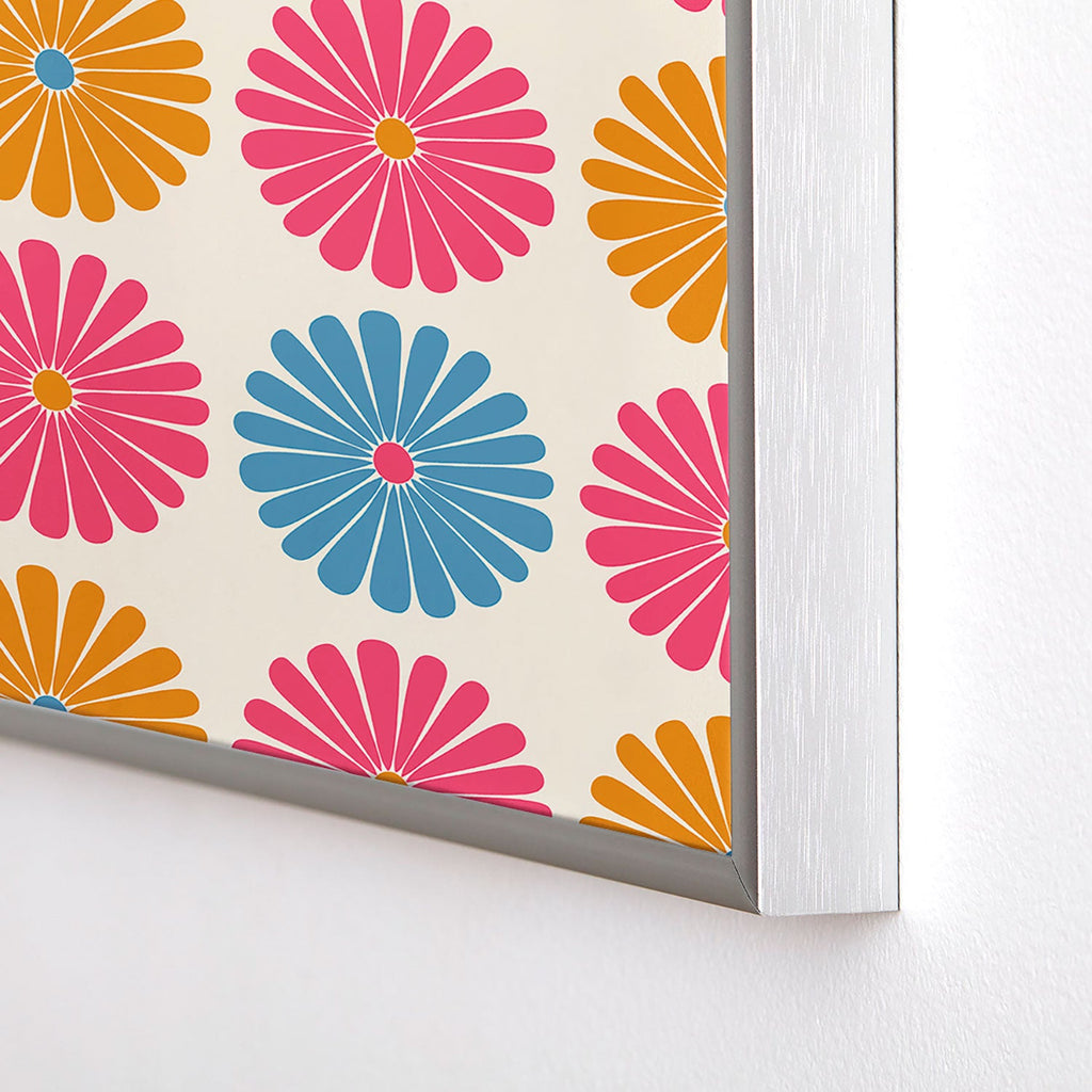Colour Poems Daisy Pattern Multicolor II Square Metal Framed Art Print