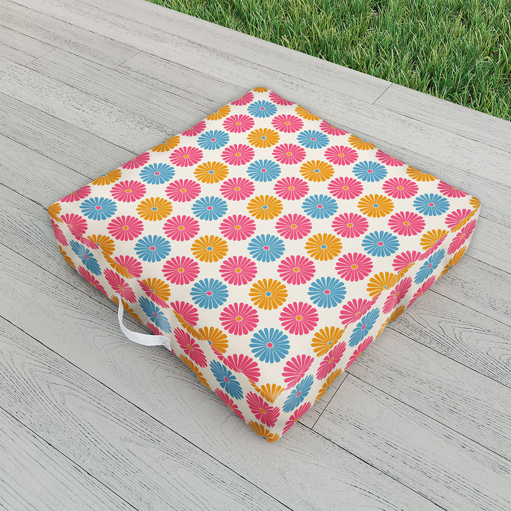 Colour Poems Daisy Pattern Multicolor II Outdoor Floor Cushion
