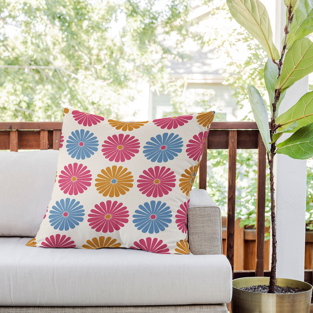 Colour Poems Daisy Pattern Multicolor II Outdoor Throw Pillow