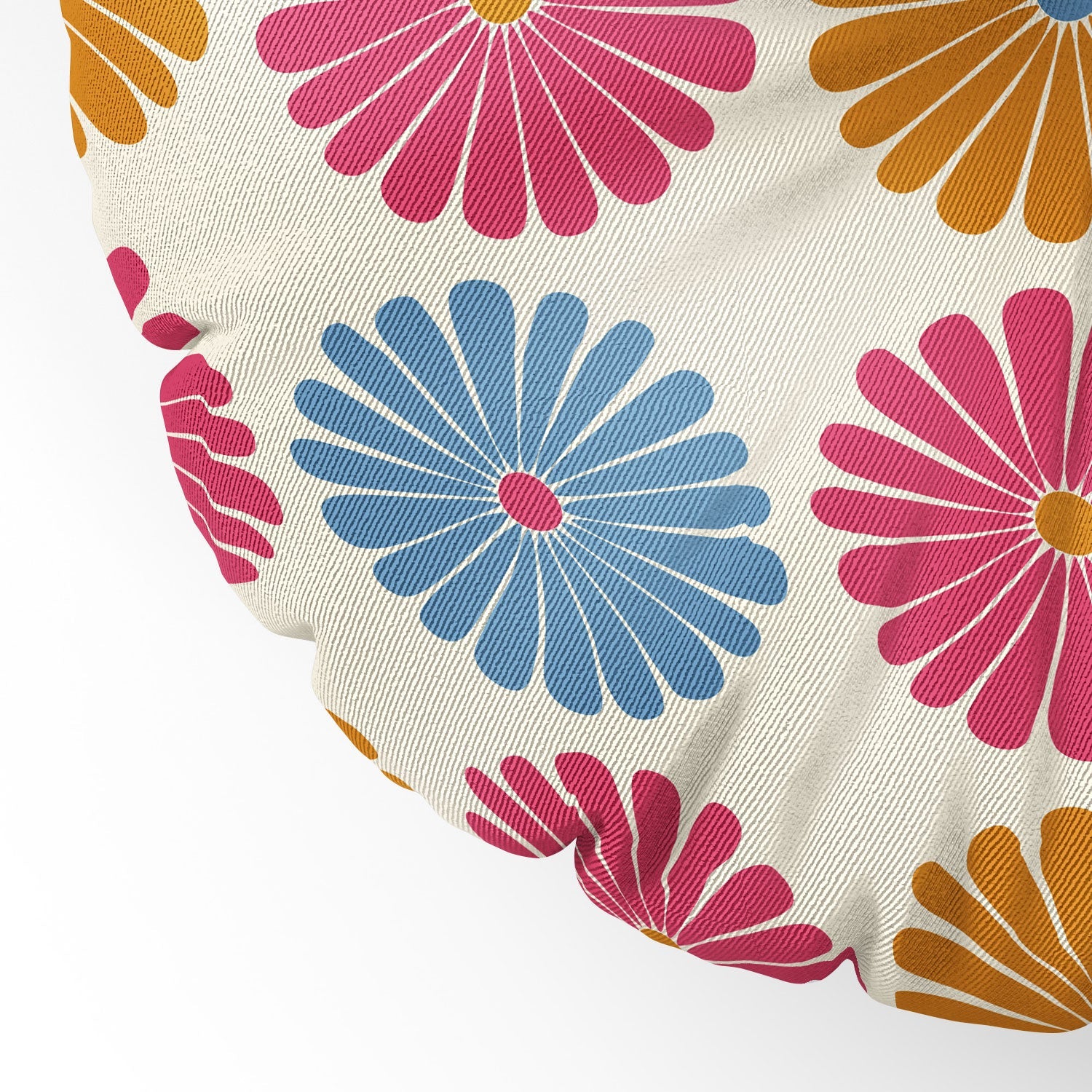 Colour Poems Daisy Pattern Multicolor II Floor Pillow Round