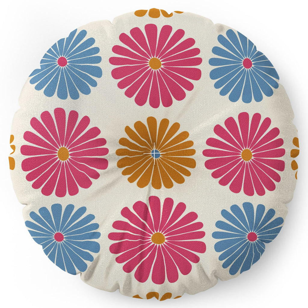 Colour Poems Daisy Pattern Multicolor II Floor Pillow Round