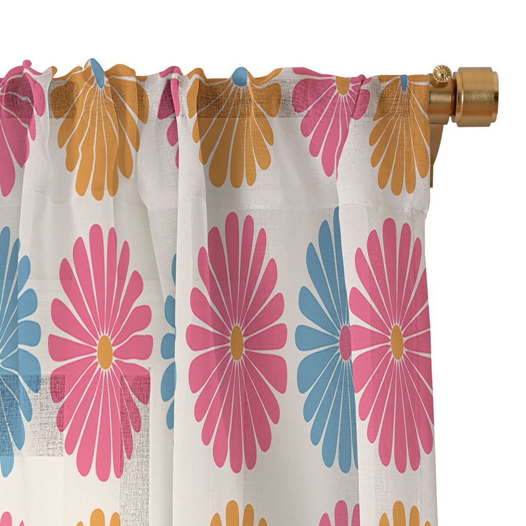 Colour Poems Daisy Pattern Multicolor II Sheer Window Curtain