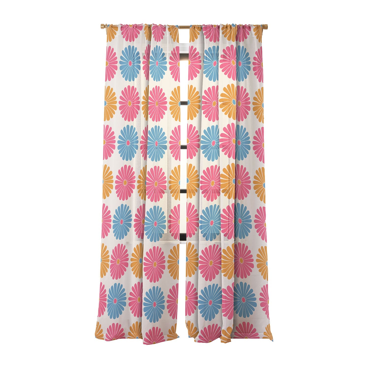 Colour Poems Daisy Pattern Multicolor II Sheer Non Repeat
