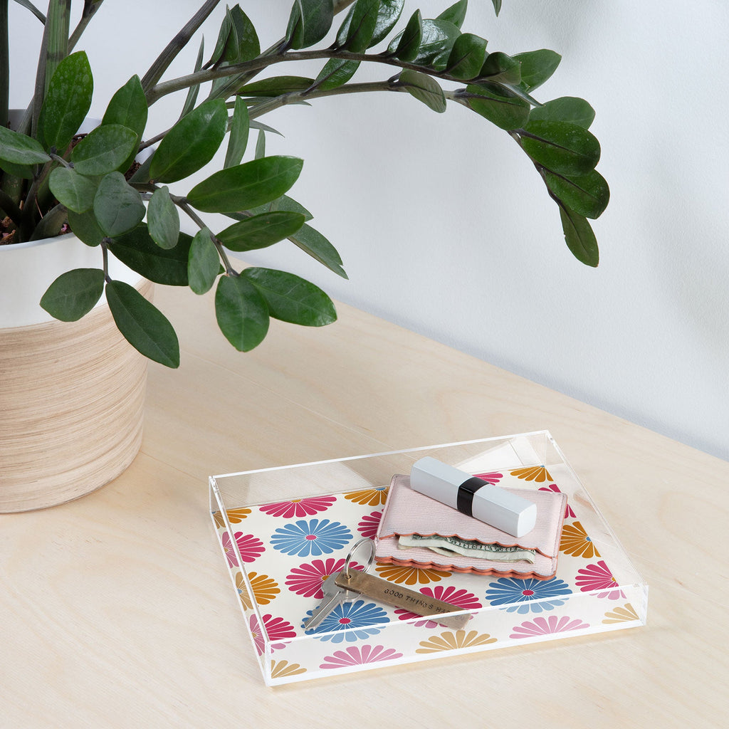 Colour Poems Daisy Pattern Multicolor II Acrylic Tray
