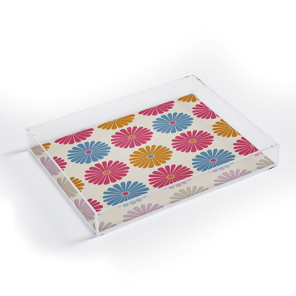 Colour Poems Daisy Pattern Multicolor II Acrylic Tray