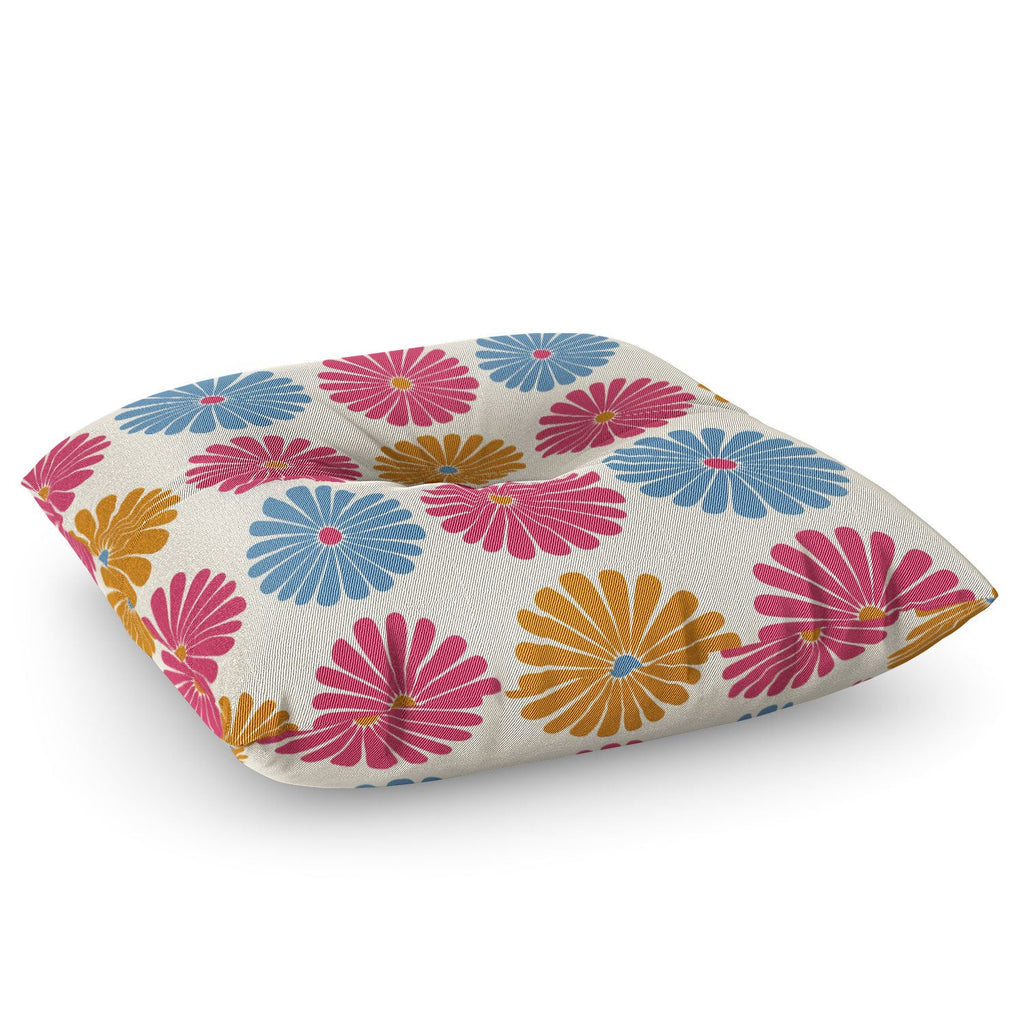 Colour Poems Daisy Pattern Multicolor II Floor Pillow Square