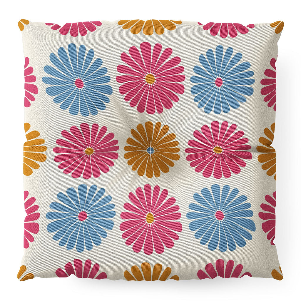 Colour Poems Daisy Pattern Multicolor II Floor Pillow Square