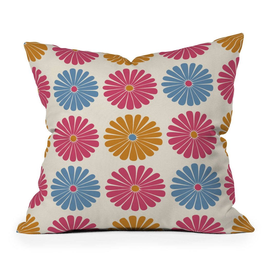 Colour Poems Daisy Pattern Multicolor II Outdoor Throw Pillow